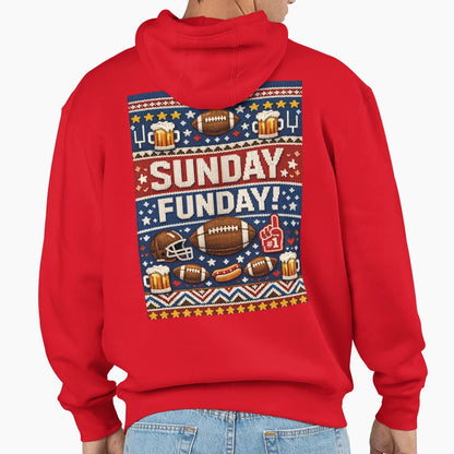 Sunday Funday American Football Knit Hoodie - Minimalist Print Men Women - T-Shirt, Sweatshirt, Hoodie