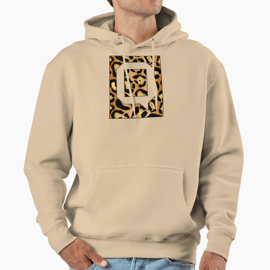 Letter Q Jaguar Stencil Font Hoodie - Graphic Print for Adults - T-Shirt, Sweatshirt, Hoodie