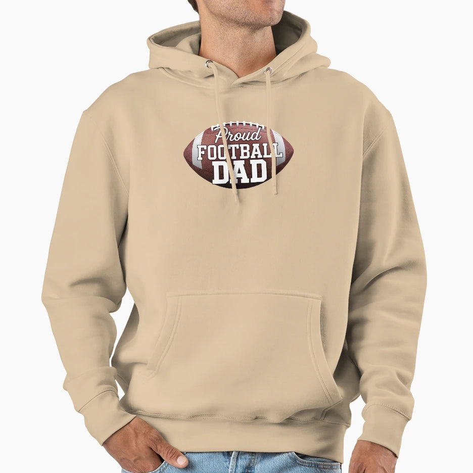 Proud Football Dad Large Football Hoodie - Novelty Apparel Men Women - T-Shirt, Sweatshirt, Hoodie