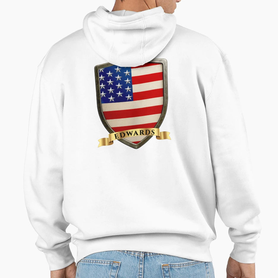Edwards Usa Family Name Shield Hoodie - Streetwear Style for Adults - T-Shirt, Sweatshirt, Hoodie