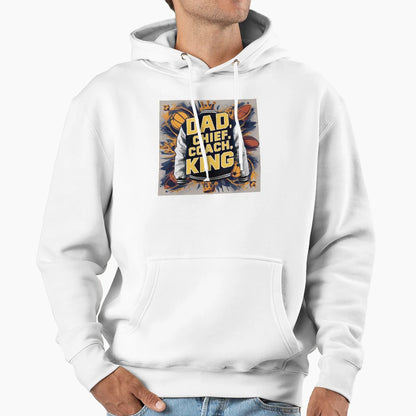 Dad Chief Coach King Collegiate Letterman Hoodie - Graphic Print Men Women - T-Shirt, Sweatshirt, Hoodie