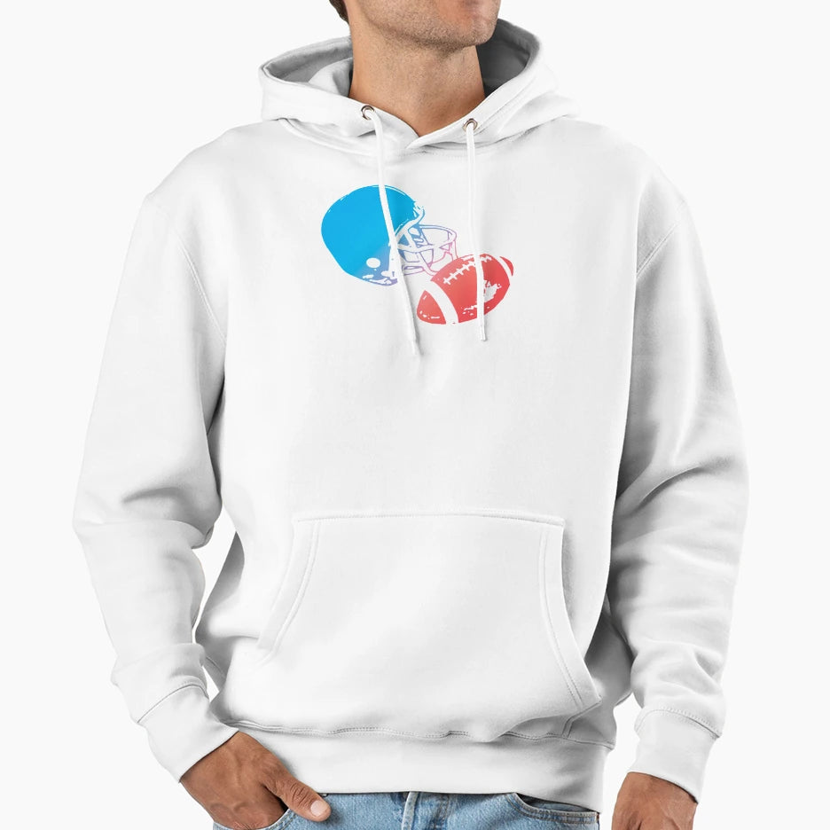 American Football Helmet And Ball Hoodie - Fun Novelty Design Men Women - T-Shirt, Sweatshirt, Hoodie