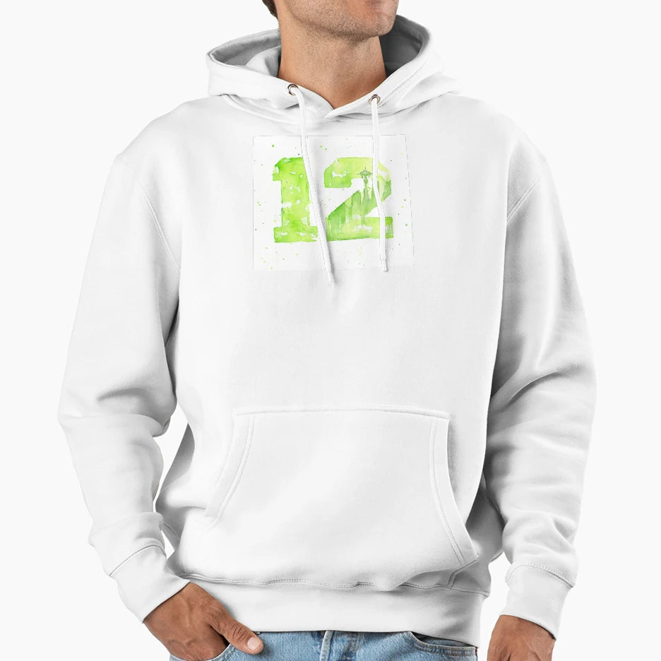 12Th Art Seattle Watercolor Space Needle Hoodie - Graphic Print for Adults - T-Shirt, Sweatshirt, Hoodie