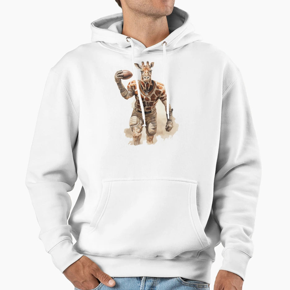 Giraffe As American Football Player Hoodie - Aesthetic Graphic for Adults - T-Shirt, Sweatshirt, Hoodie