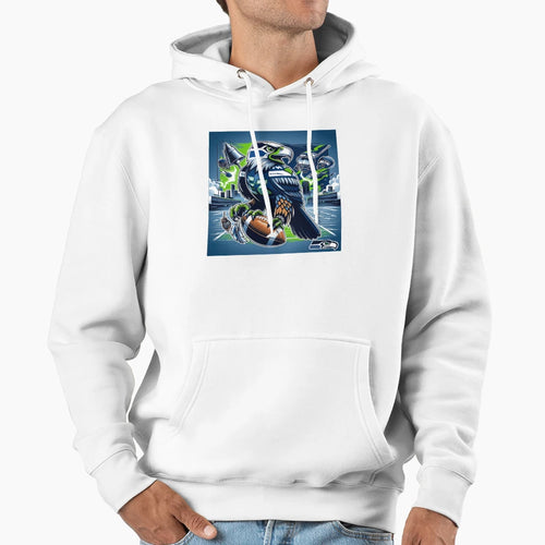 Seattle Seahawks Artwork Hoodie - Novelty Apparel for Adults - T-Shirt, Sweatshirt, Hoodie