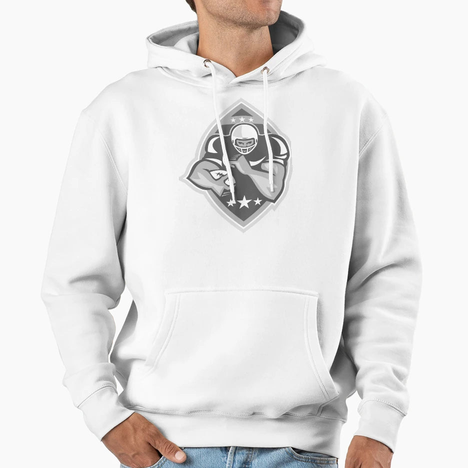 American Football Player Running Grayscale Hoodie - Custom Art Print Unisex - T-Shirt, Sweatshirt, Hoodie