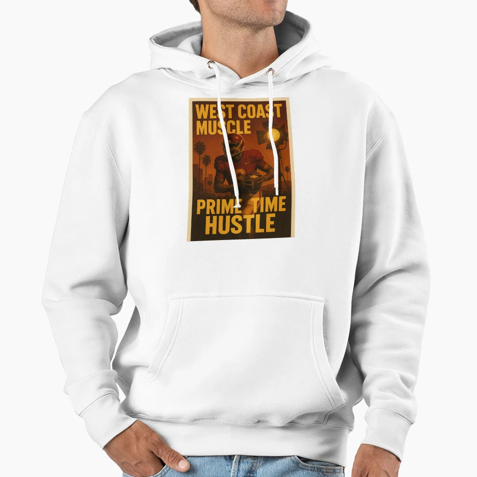 College West Coast Muscle Prime Time Hoodie - Aesthetic Graphic for Adults - T-Shirt, Sweatshirt, Hoodie