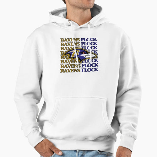 Baltimore Ravens Head Ravens Flock Hoodie - Trendy Graphic for Adults - T-Shirt, Sweatshirt, Hoodie