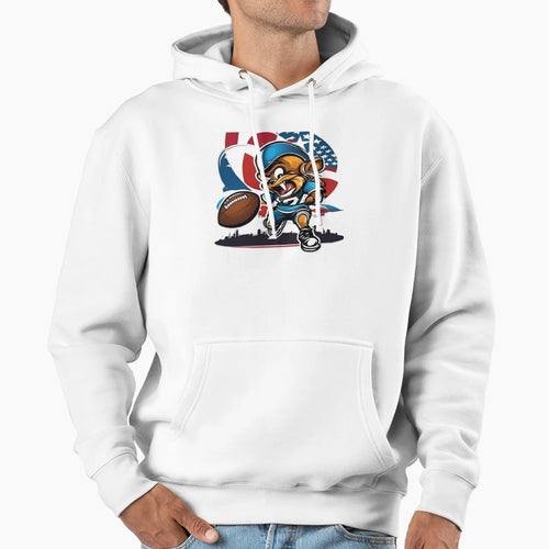 Cartoon Character Playing Football Hoodie - Trendy Graphic Unisex - T-Shirt, Sweatshirt, Hoodie