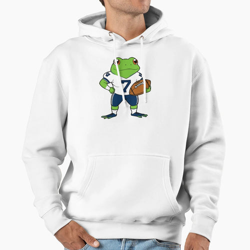 Football Player Frog Hoodie - Minimalist Print for Adults - T-Shirt, Sweatshirt, Hoodie