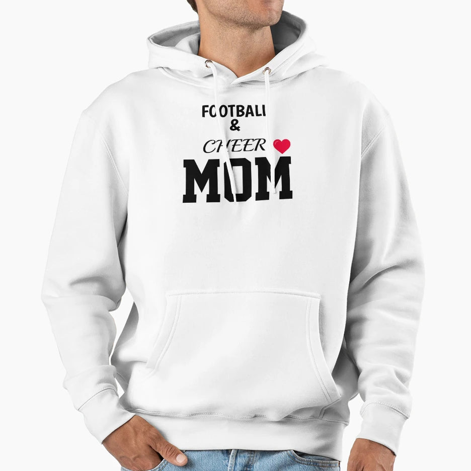 Football Cheer Mom Hoodie - Trendy Graphic for Adults - T-Shirt, Sweatshirt, Hoodie