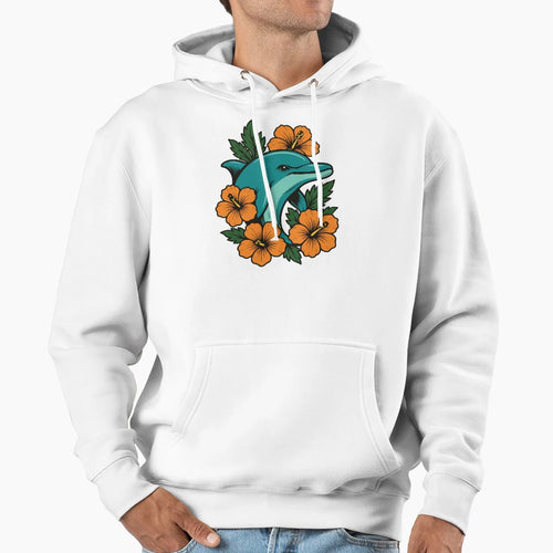 Miami Dolphins X Hibiscus Flowers Hoodie - Streetwear Style Unisex - T-Shirt, Sweatshirt, Hoodie