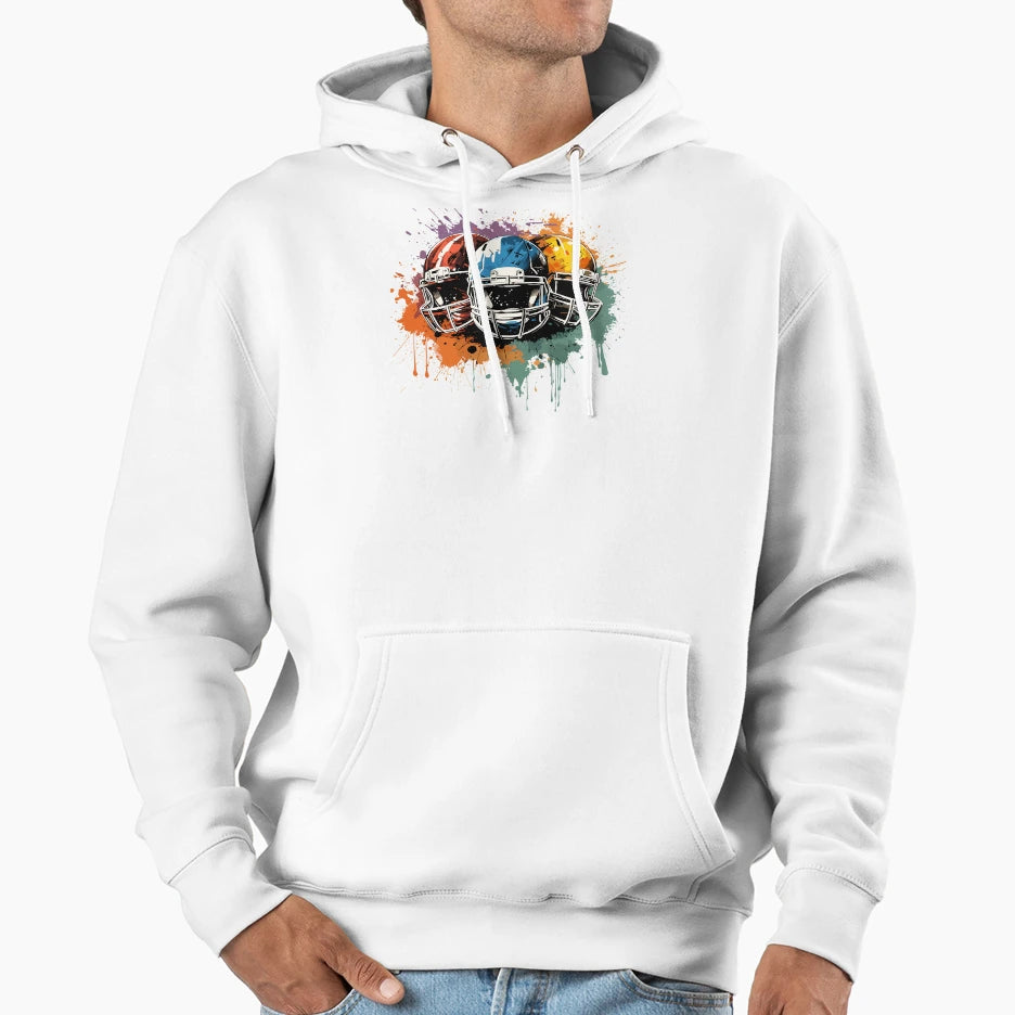 American Football Helmet Grunge Splash Hoodie - Graphic Print for Adults - T-Shirt, Sweatshirt, Hoodie
