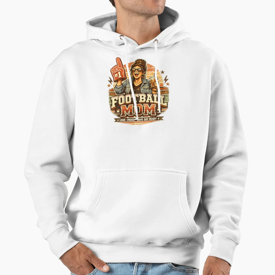 Football Mom Hoodie - Trendy Graphic for Adults - T-Shirt, Sweatshirt, Hoodie