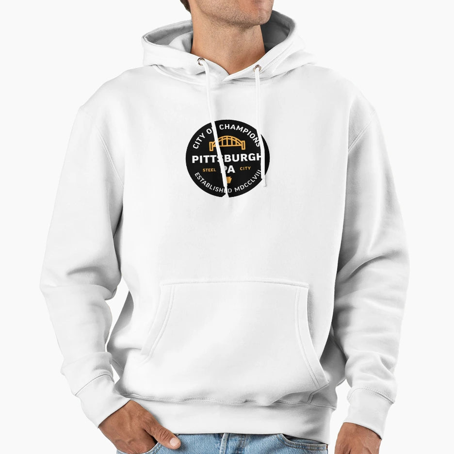 Pittsburgh Badge Hoodie - Casual Everyday Wear for Adults - T-Shirt, Sweatshirt, Hoodie