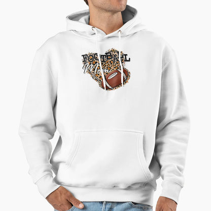 Game Day Leopard Heart Football Mom Hoodie - Streetwear Style Men Women - T-Shirt, Sweatshirt, Hoodie