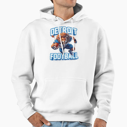 Detroit Football Fierce Lion Mascot Hoodie - Minimalist Print for Adults - T-Shirt, Sweatshirt, Hoodie
