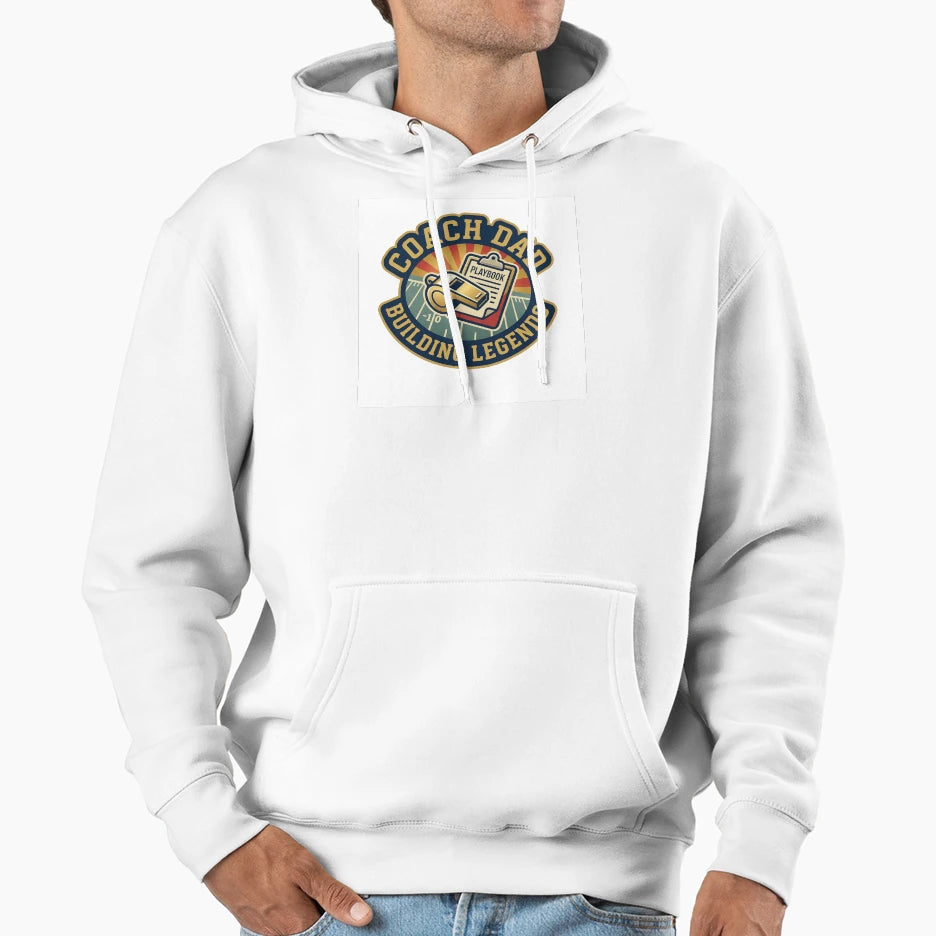 Coach Dad Building Legends Football Hoodie - Minimalist Print for Adults - T-Shirt, Sweatshirt, Hoodie