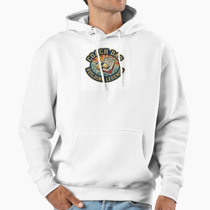 Coach Dad Building Legends Football Hoodie - Minimalist Print for Adults - T-Shirt, Sweatshirt, Hoodie