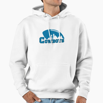 Dallas Football Skyline Fan Art Hoodie - Fun Novelty Design Men Women - T-Shirt, Sweatshirt, Hoodie