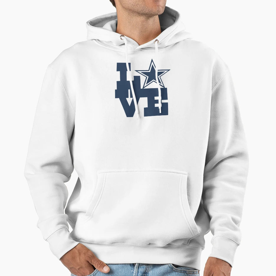Texas Love Star Minimal Blue Aesthetic Hoodie - Novelty Apparel Unisex - T-Shirt, Sweatshirt, Hoodie