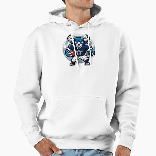 Aggressive Blue Ox Football Mascot Hoodie - Streetwear Style Men Women - T-Shirt, Sweatshirt, Hoodie