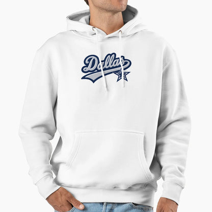 Dallas Script Logo Star Hoodie - Novelty Apparel for Adults - T-Shirt, Sweatshirt, Hoodie