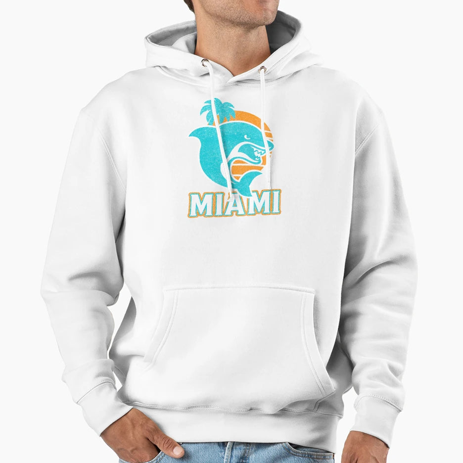 Dolphin Bold Football Fan Art Hoodie - Fun Novelty Design Unisex - T-Shirt, Sweatshirt, Hoodie