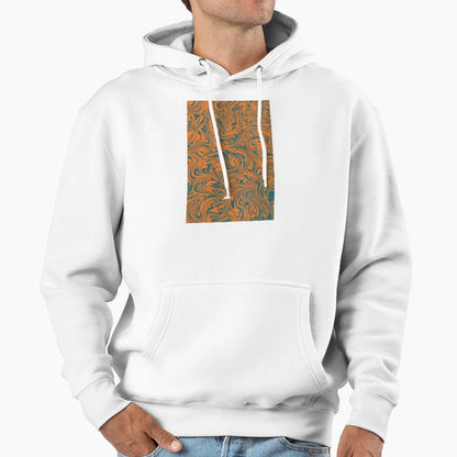 Orange And Turquoise Swirl Hoodie - Casual Everyday Wear Unisex - T-Shirt, Sweatshirt, Hoodie