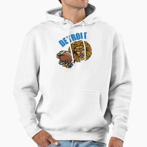 Detroit Football Fierce Lion Football Hoodie - Fun Novelty Design Unisex - T-Shirt, Sweatshirt, Hoodie