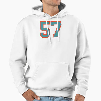 57 Number Aqua Orange Lucky Sports Hoodie - Unique Graphic for Adults - T-Shirt, Sweatshirt, Hoodie