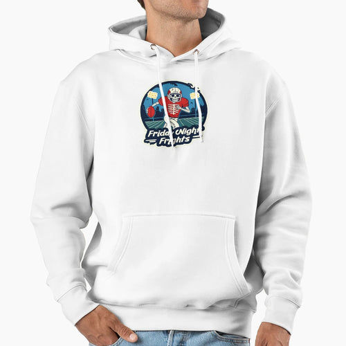 Friday Night Frights Skeleton Football Hoodie - Minimalist Print Unisex - T-Shirt, Sweatshirt, Hoodie