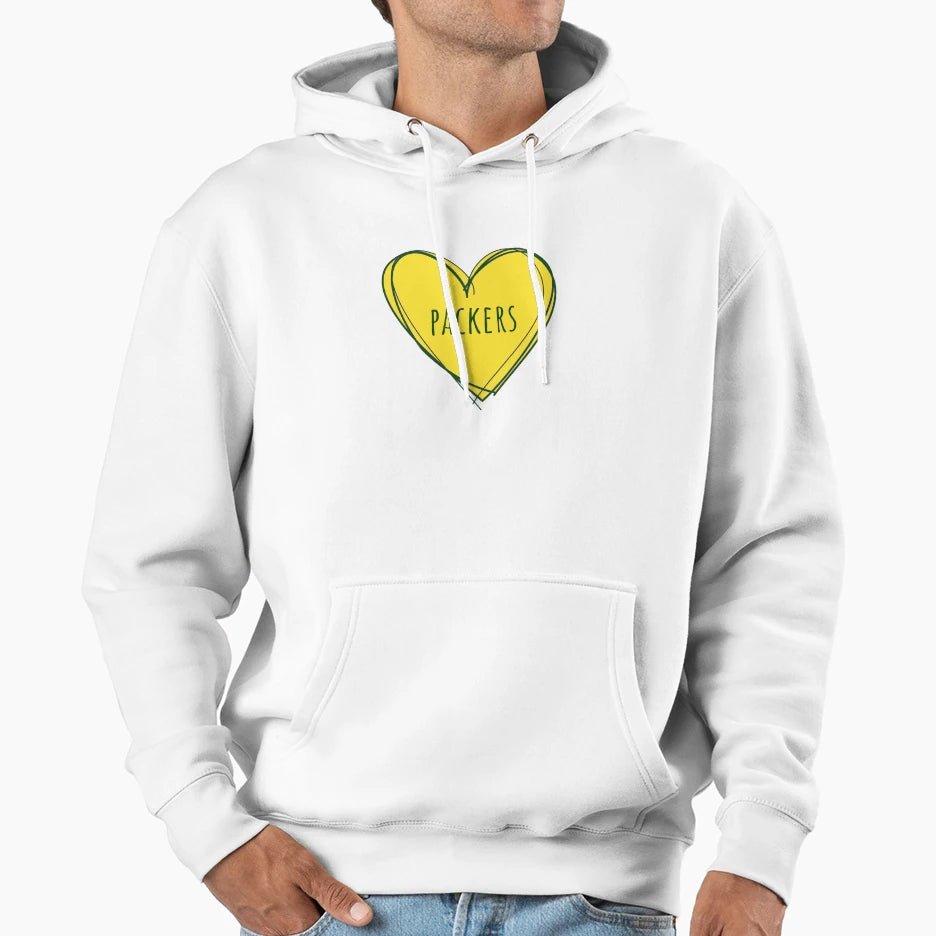 Packers Heart Hoodie - Fun Novelty Design for Adults - T-Shirt, Sweatshirt, Hoodie