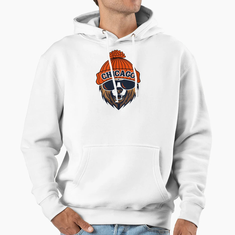 Chicago Bear Beanie Hoodie - Streetwear Style Unisex - T-Shirt, Sweatshirt, Hoodie