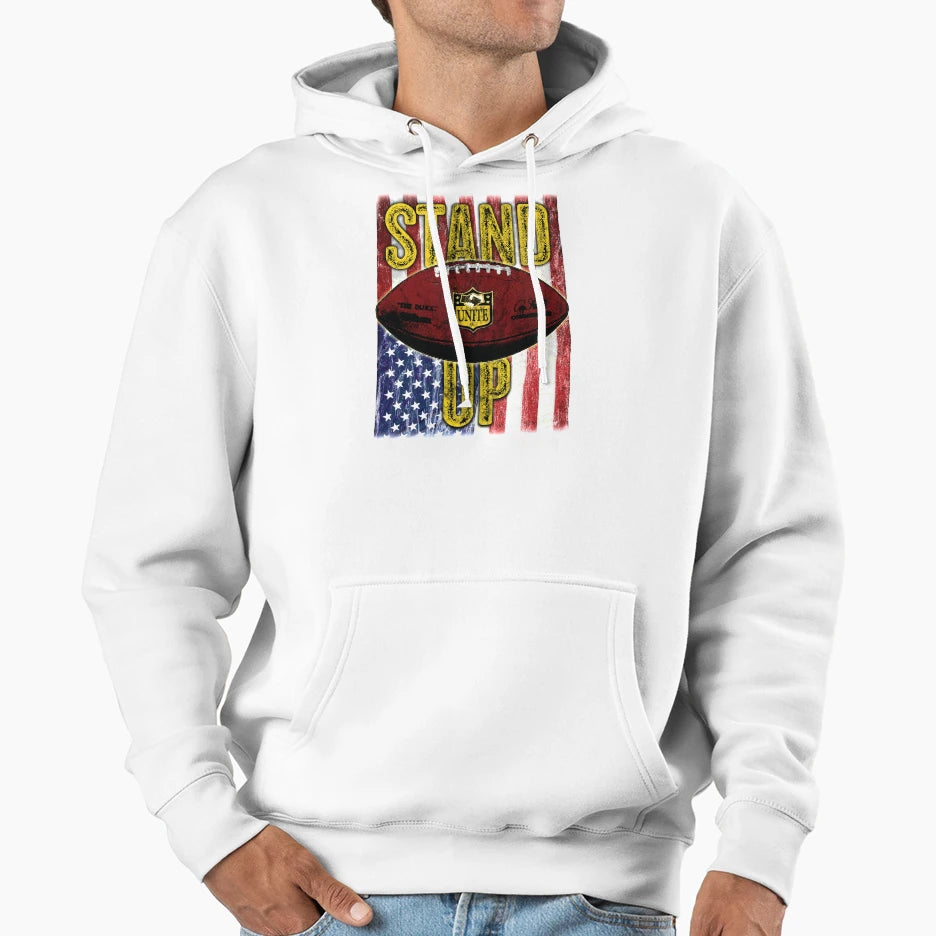 Nfl American Flag Stand Up Unite Hoodie - Aesthetic Graphic Unisex - T-Shirt, Sweatshirt, Hoodie