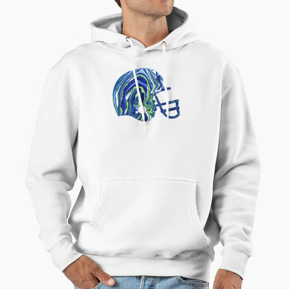 Seahawk Color Football Helmet Paint Pour Hoodie - Streetwear Style Unisex - T-Shirt, Sweatshirt, Hoodie