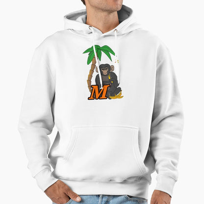 Cartoon Monkey Letter M Jungle Animal Hoodie - Unique Graphic for Adults - T-Shirt, Sweatshirt, Hoodie