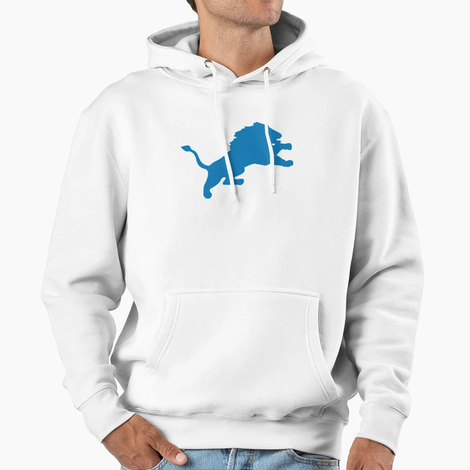 Detroit Lion Blue Leaping Hoodie - Fun Novelty Design Men Women - T-Shirt, Sweatshirt, Hoodie