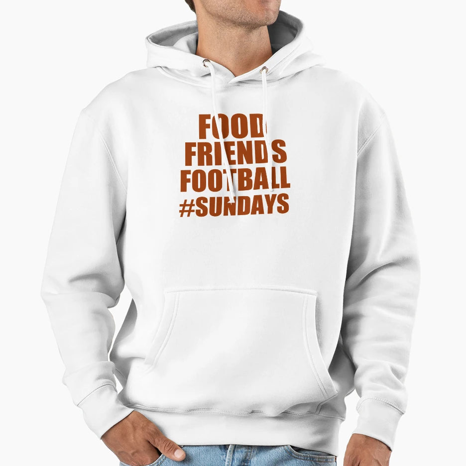 Food Friends Football Sundays Hoodie - Minimalist Print Men Women - T-Shirt, Sweatshirt, Hoodie
