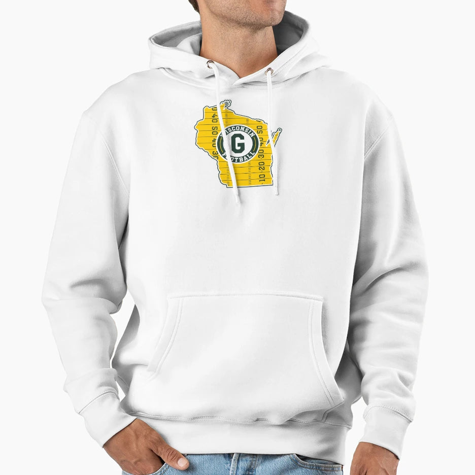 Map Wisconsin State Football Hoodie - Fun Novelty Design Unisex - T-Shirt, Sweatshirt, Hoodie