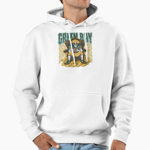 Green Bay Football Skull Hoodie - Minimalist Print Unisex - T-Shirt, Sweatshirt, Hoodie