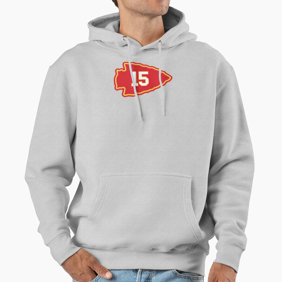 15 Mahomes Red Hoodie - Minimalist Print for Adults - T-Shirt, Sweatshirt, Hoodie