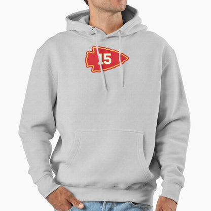 15 Mahomes Red Hoodie - Minimalist Print for Adults - T-Shirt, Sweatshirt, Hoodie