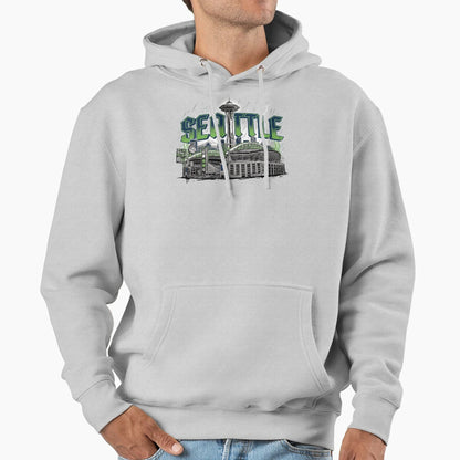 Seattle Illumenated Hoodie - Graphic Print for Adults - T-Shirt, Sweatshirt, Hoodie