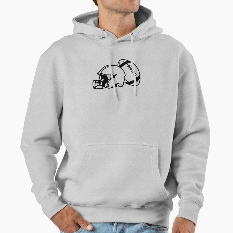 Game Day Football Helmet And Ball Hoodie - Minimalist Print Unisex - T-Shirt, Sweatshirt, Hoodie
