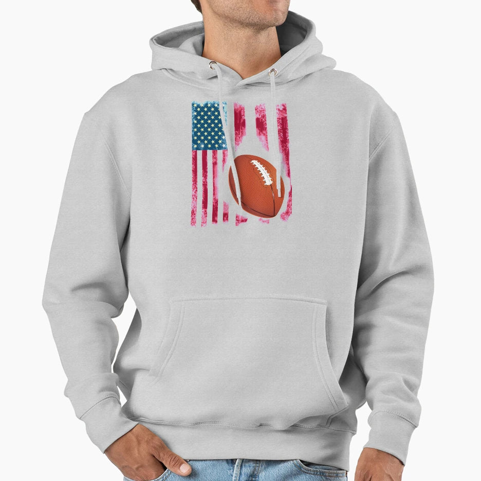Football Sport Flag Usa America Pride Hoodie - Minimalist Print for Adults - T-Shirt, Sweatshirt, Hoodie