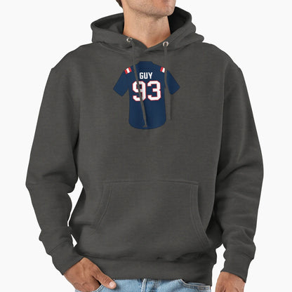Lawrence Guy Sr Jersey Number 93 Hoodie - Custom Art Print Unisex - T-Shirt, Sweatshirt, Hoodie