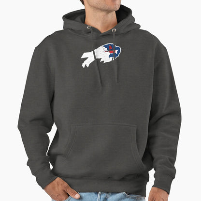 Snowstorm Buffalo Bills Logo Blue Red Hoodie - Novelty Apparel for Adults - T-Shirt, Sweatshirt, Hoodie