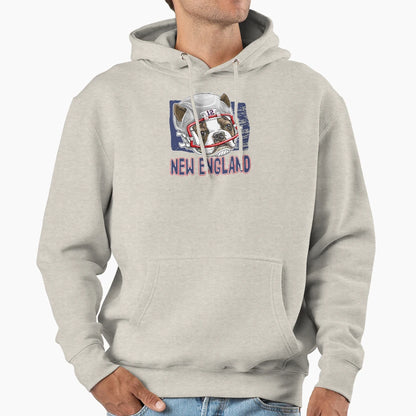 New England Sports Footballer Dog Hoodie - Streetwear Style Unisex - T-Shirt, Sweatshirt, Hoodie