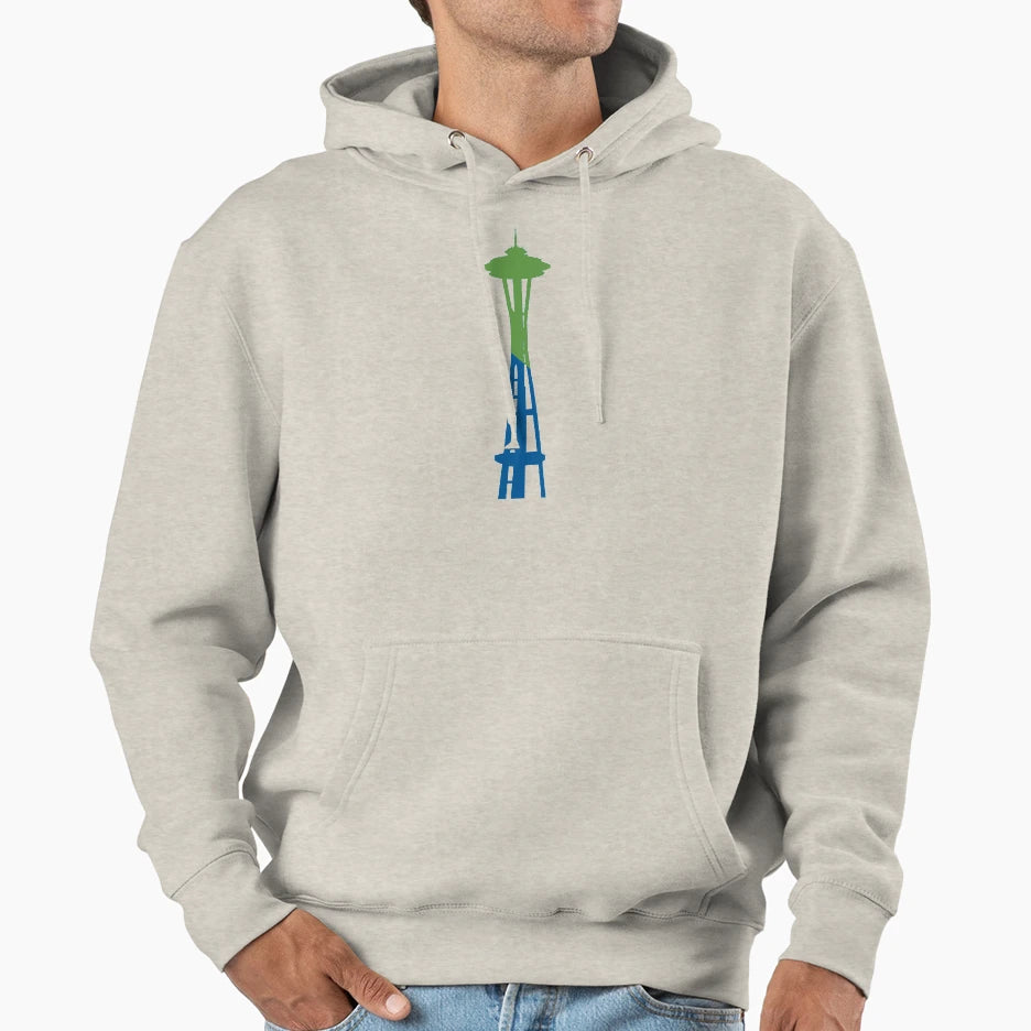 Space Needle Green Blue Slash Hoodie - Custom Art Print for Adults - T-Shirt, Sweatshirt, Hoodie